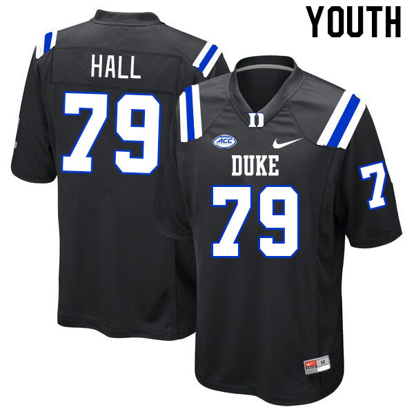 Youth #79 Dustyn Hall Duke Blue Devils College Football Jerseys Stitched-Black - Click Image to Close